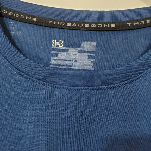 Under Armour Mens Threadborne Loose Royal Blue Short Sleeve T-Shirt Size Medium - Picture 3 of 3